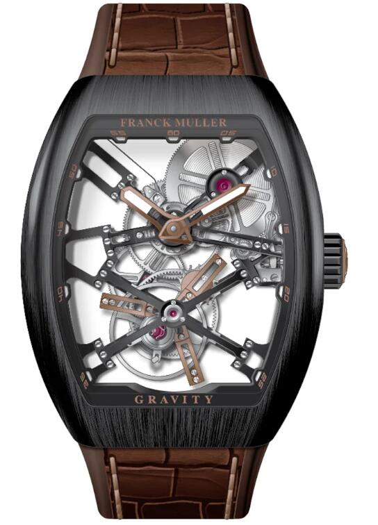 Best FRANCK MULLER Vanguard Gravity Skeleton Tourbillon Brushed Black Titanium - Bronze V 45 T GR CS SQT (BZ) (NR BR TT) (NR.BZ) Replica Watch